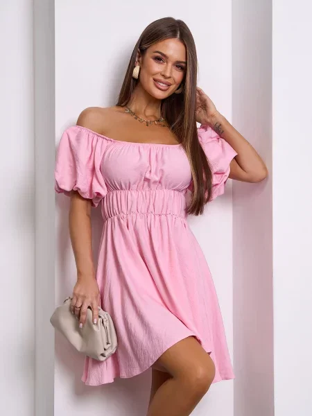 Лляна Сукня міні ISSA Plus рожевий