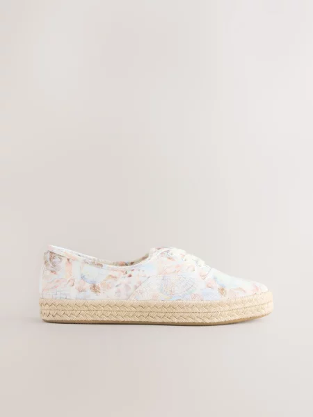 Next Espadrilles Forever Comfort világoskék / barna / rózsaszín fehér