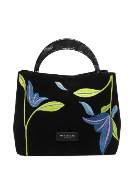 Szarvasbőr virágos shopper táska My Best Bag fekete