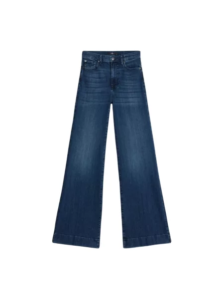 Szerokie jeansy 7 For All Mankind niebieskie
