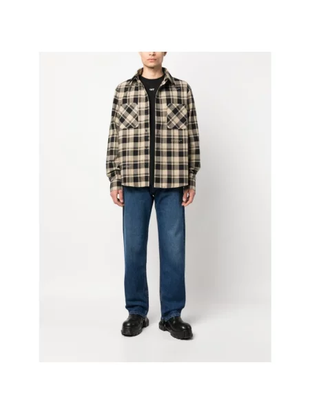 Kurtka koszulowa Off-white w kratę flanelowa biała