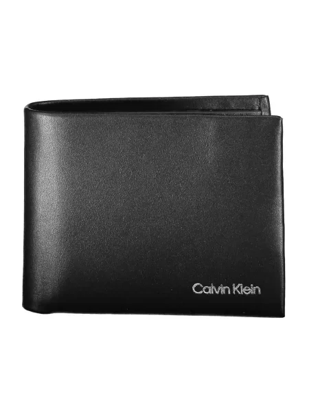 Lniany portfel Calvin Klein czarny