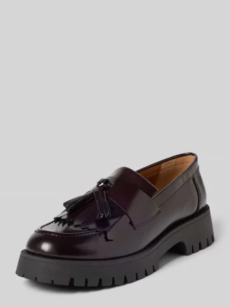 Loafersy z naturalnej skóry z podeszwą na platformie Bianco