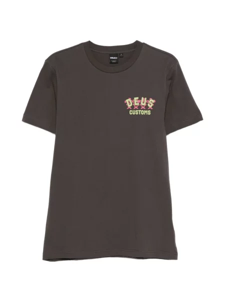 Tricou Deus Ex Machina cu model floral cu imagine gri