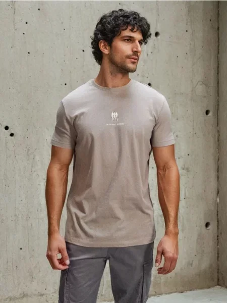 Sinsay koszulka z haftem szary