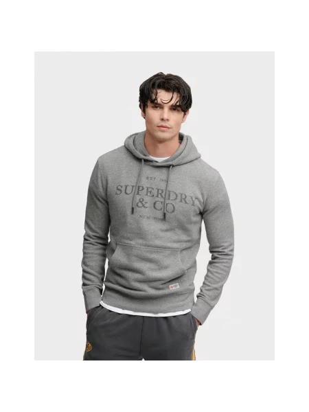 Bluza z kapturem Superdry Company melanż ciemnoszary S szary