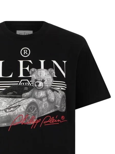 Ursuleț de pluș tricou Philipp Plein cu strasuri negru