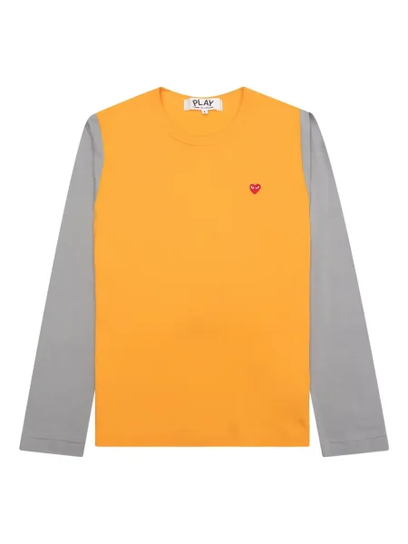 Haftowana długa koszulka Comme Des Garcons Play w serca żółta