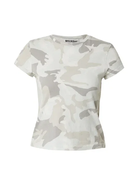 WEEKDAY Tricou gri / grej / gri deschis alb