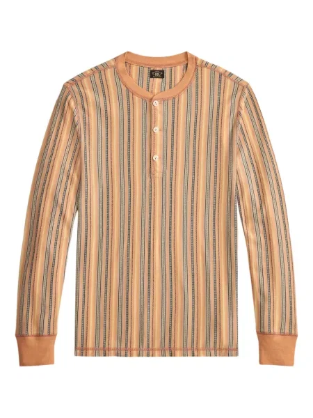 Tricou Ralph Lauren Rrl cu dungi lung portocaliu