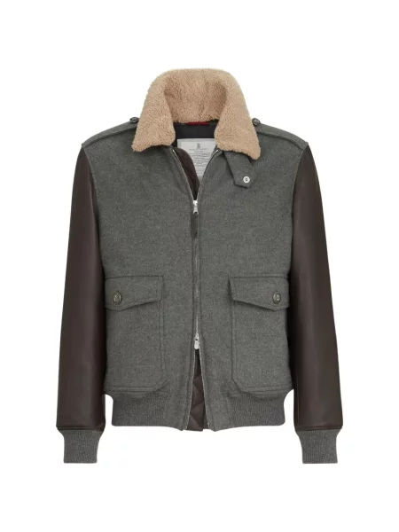 Gulerat geanta de piele Brunello Cucinelli gri