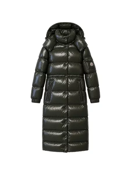 Lung geacă cu puf Moncler cu glugă verde