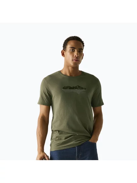 Tricou pentru bărbați Regatta ClineIX dark khaki mountain reflect