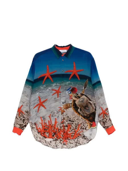 Cămașă The Artistylist de mătase cu imagine albastru