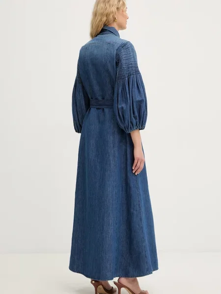 Pinko rochie tip cămașă din denim albastru