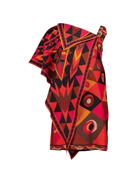 Rochie mini Pucci de mătase cu imagine roșu