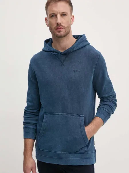 Суичър с качулка Pepe Jeans с качулка тъмносиньо
