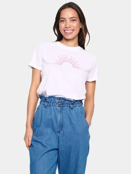 SAINT TROPEZ Tricou KanvaSZ corai alb
