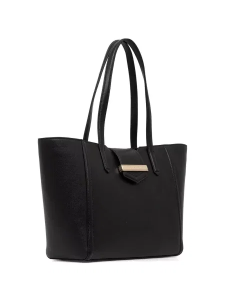 Kožená shopper kabelka Karl Lagerfeld s autogramem černá