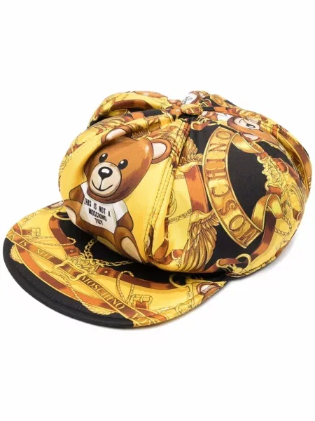 Ursuleț de pluș căciulă Moschino de mătase cu imagine galben