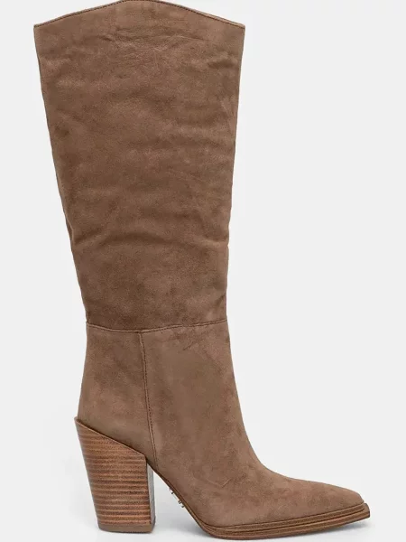 Велурени ботуши Steve Madden Bronty с дебел кафяво