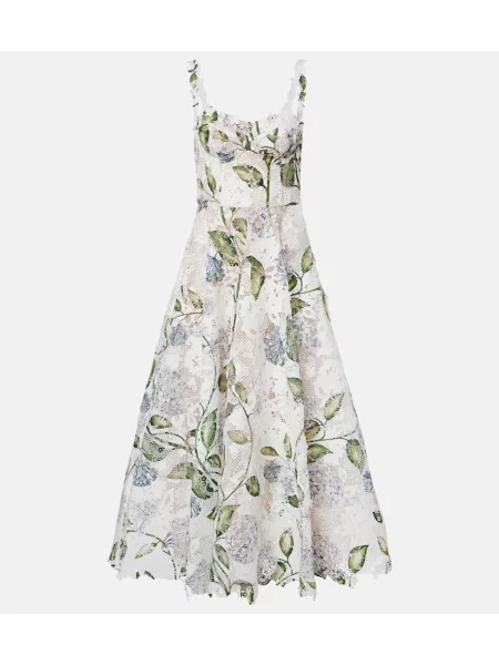 Sukienka Oscar De La Renta w kwiatki biała