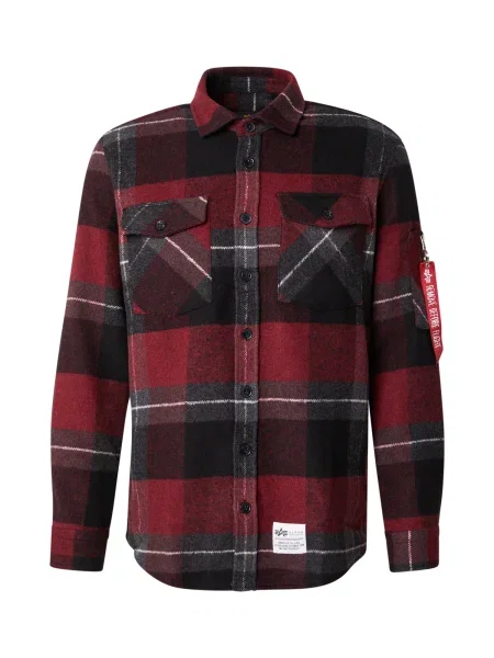 ALPHA INDUSTRIES Cămașă gri / sângeriu / negru alb