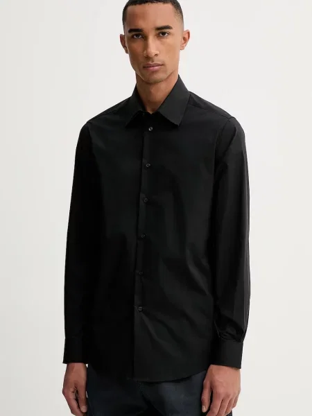 Košulja United Colors of Benetton regular s klasičnim ovratnikom crna