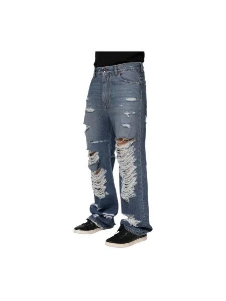 Jeansy Dolce And Gabbana z logo niebieskie
