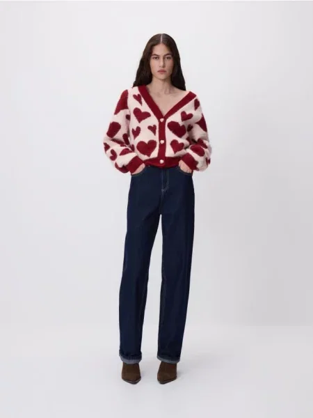 Reserved Кардиган з сердечками різнобарвний 