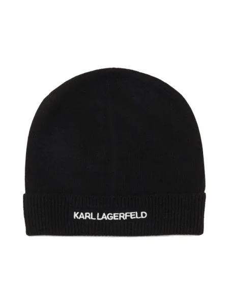 Karl Lagerfeld Căciulă k/essential beanie cu adaos de lână și cașmir negru