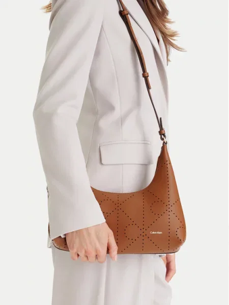 Calvin Klein Kabelka Emblem Aop Perfor Lthr Bag hnedá