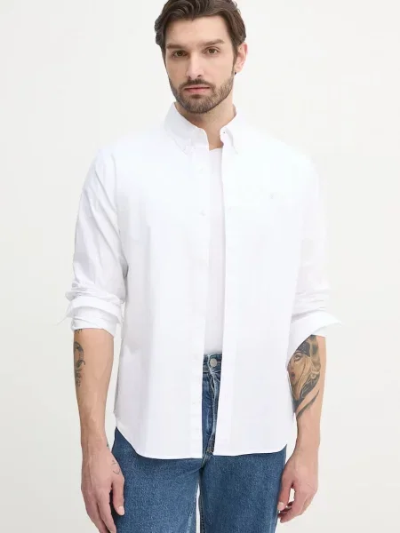 Дълго риза Calvin Klein Jeans с дълъг ръкав бяло