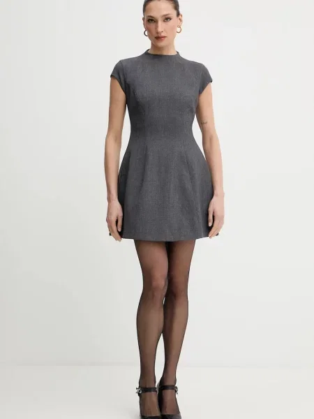 Bardot sukienka mini rozkloszowana szary