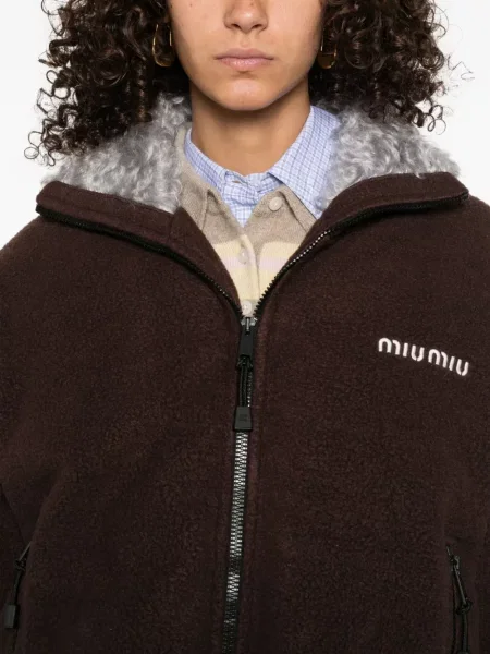 Geacă cu puf Miu Miu din fleece maro