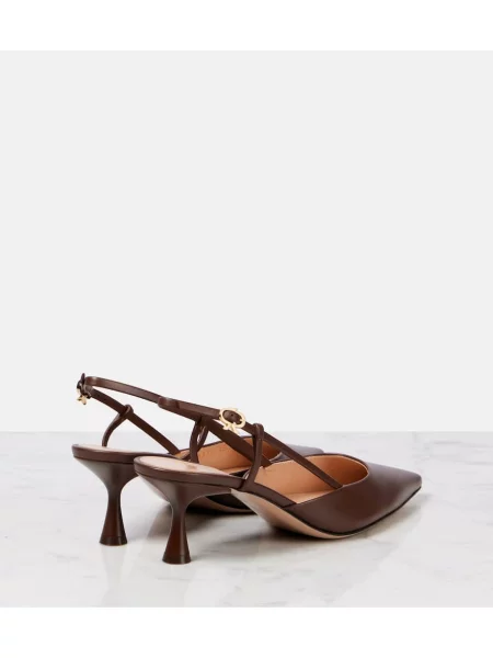 Pantofi cu toc Gianvito Rossi din piele slingback maro