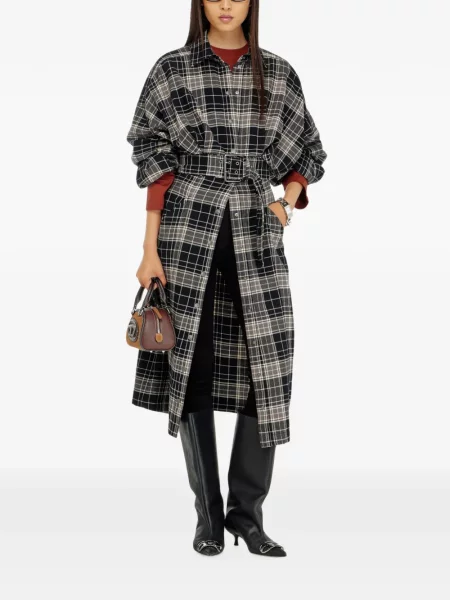 Cu centură rochie midi Diesel de flanelă negru