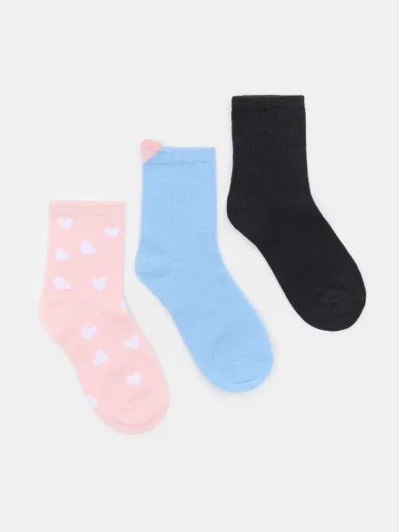 Sinsay Dlouhé ponožky s motivem srdcí 3 pack vícebarevná
