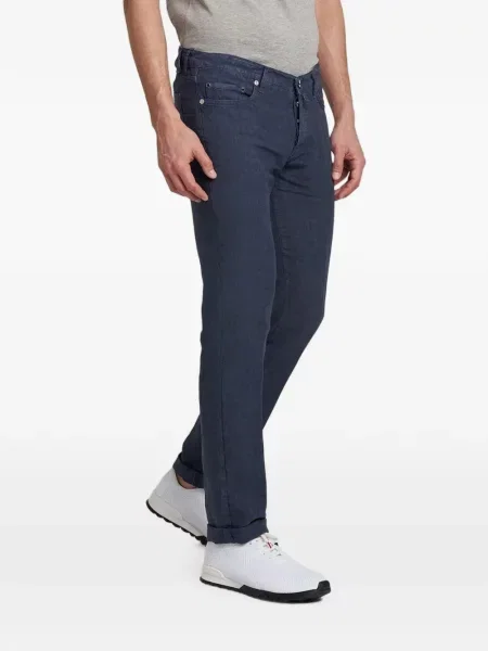 Cu centură pantaloni Kiton cu 5 buzunare albastru