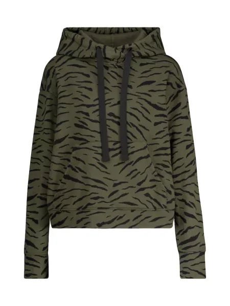 Hanorac cu glugă Velvet de catifea cu imagine verde