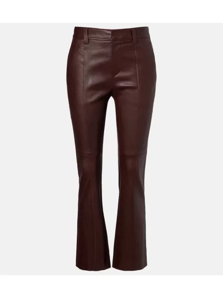 Кожени панталон Brunello Cucinelli винено червено