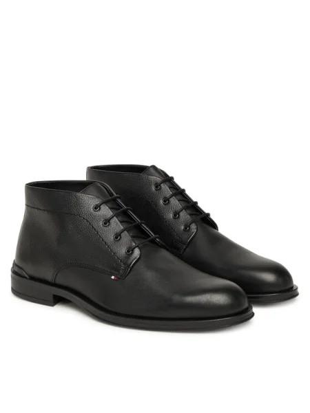 Кожени обувки Tommy Hilfiger CORPORATE HILFIGER LTH BOOT мъжки черно