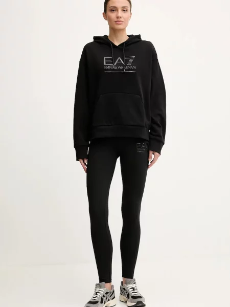 Emporio Armani bluza z kapturem z aplikacją czarny