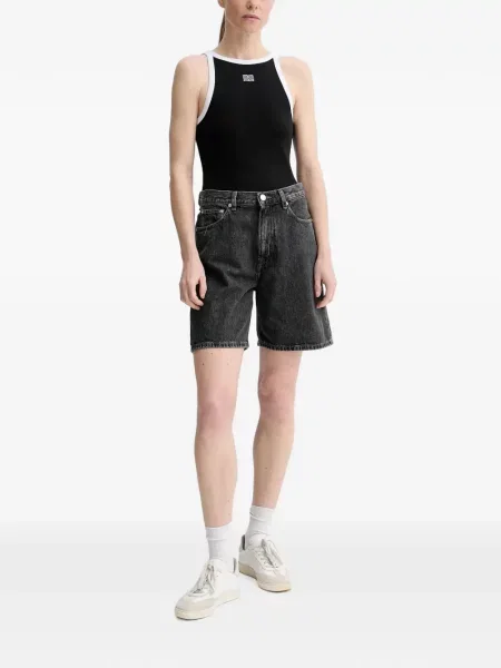 Top Gestuz cu broderie negru