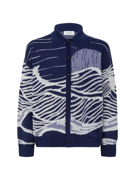 Cardigan Laneus tricotate albastru