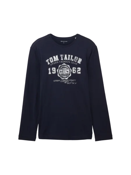 TOM TAILOR Tricou albastru închis alb