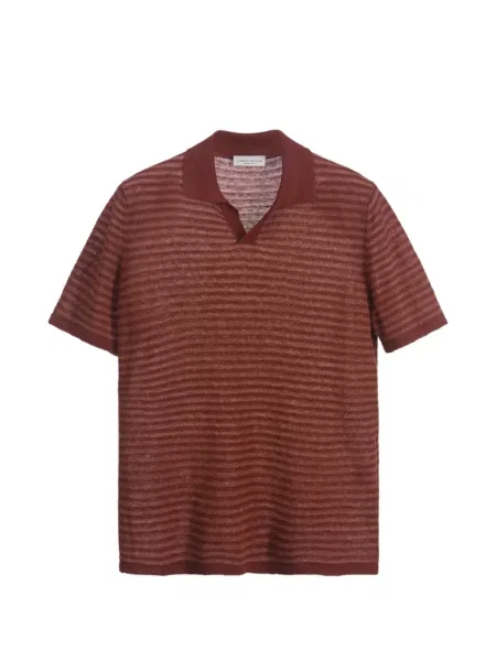 Tricou polo Roberto Collina cu dungi maro