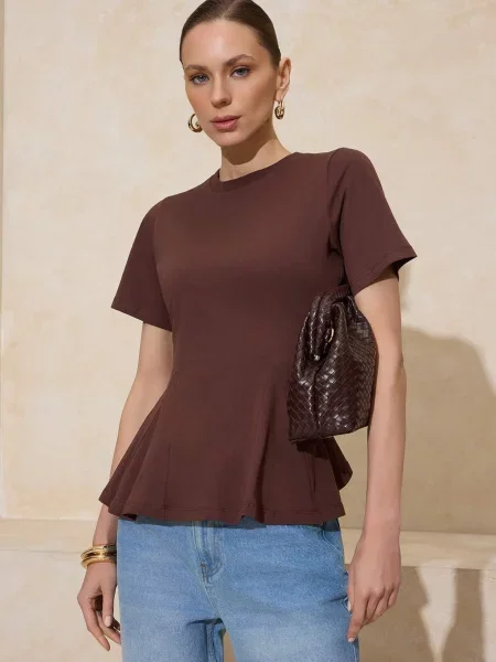 Trendyol Tricou închis maro