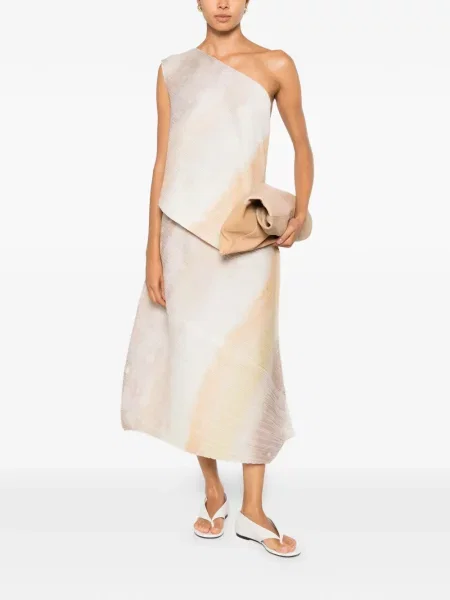 Μίντι φούστα Pleats Please Issey Miyake με σχέδιο με αφηρημένο print λευκό