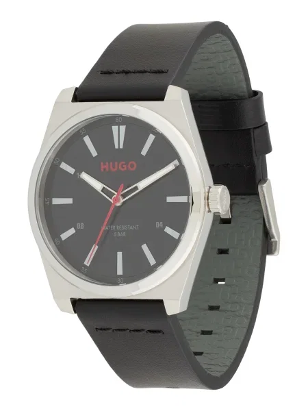 HUGO Ceas analogic Ark roșu argintiu negru